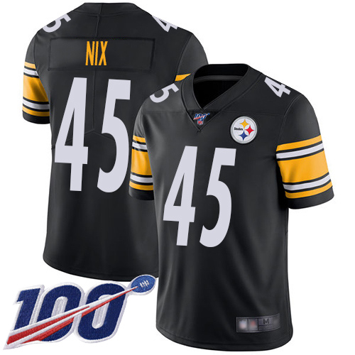 Men Pittsburgh Steelers Football 45 Limited Black Roosevelt Nix Home 100th Season Vapor Untouchable Nike NFL Jersey